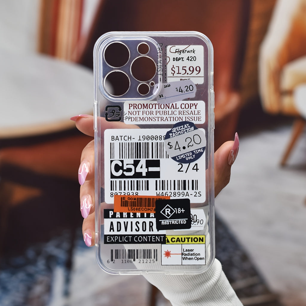 Label Pattern Design Shockproof Slim Protective Case Anti-Fall Phone Case Camera Lens All Inclusive Protecion Phone Soft TPU Case For IPhone7/8/11/ 12/13/14/X/XR/Xs/Plus/Pro/Pro Max/SE2/mini Series