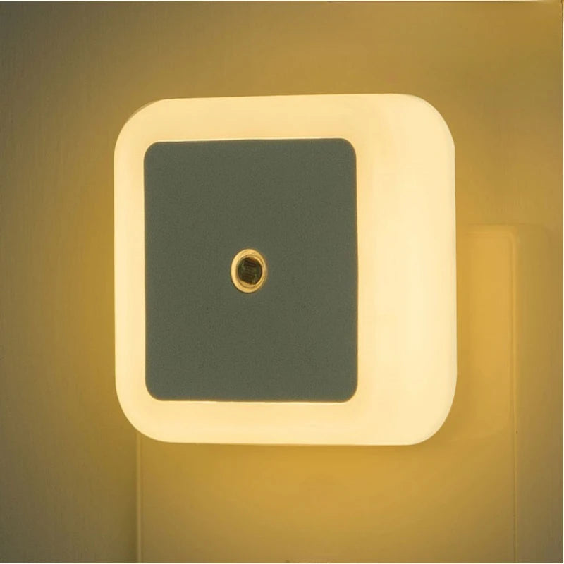 Mini LED Night Light EU/US/UK Plug Light Sensor Square Shape Nights Lamp For Kid's Room Bedroom Bedside Aisle Corridor 110V 240V
