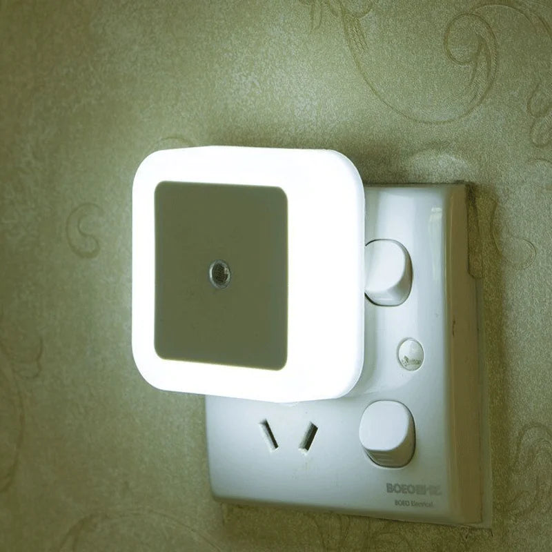 Mini LED Night Light EU/US/UK Plug Light Sensor Square Shape Nights Lamp For Kid's Room Bedroom Bedside Aisle Corridor 110V 240V