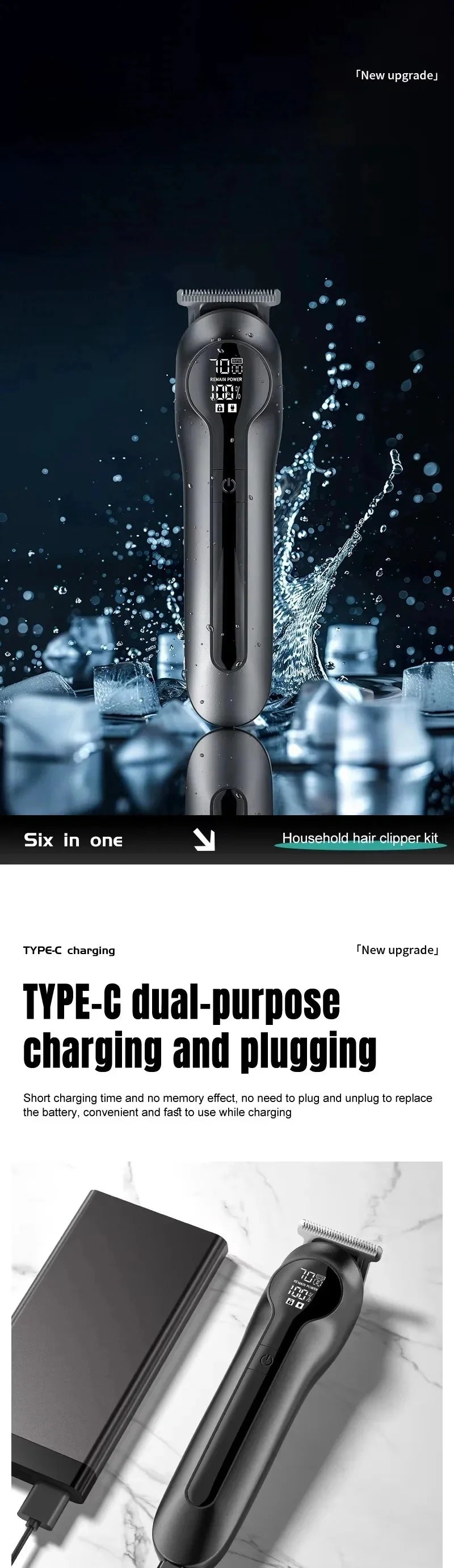 Xiaomi Youpin 6-in-1 Multifunctional Grooming Kit Hair Clipper With Digital Display High Power Electric Shaver Nose Hair Trimmer