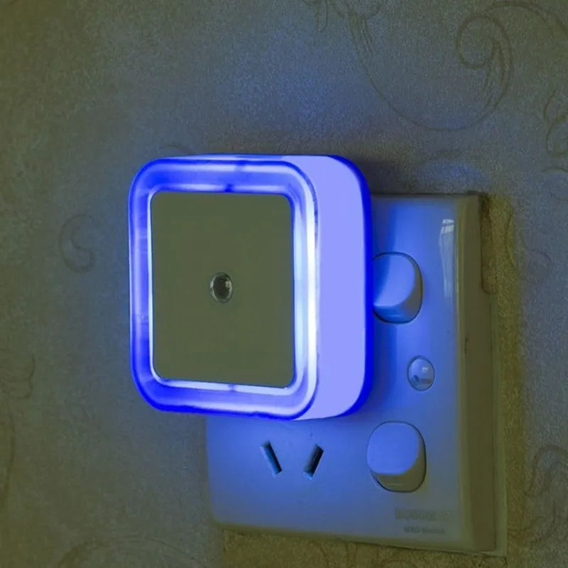 Mini LED Night Light EU/US/UK Plug Light Sensor Square Shape Nights Lamp For Kid's Room Bedroom Bedside Aisle Corridor 110V 240V