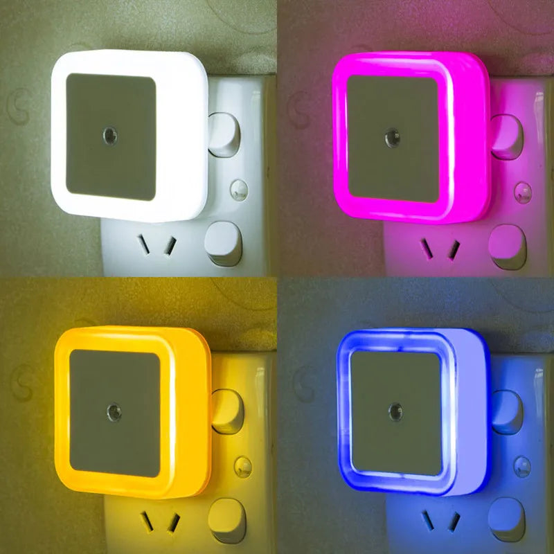 Mini LED Night Light EU/US/UK Plug Light Sensor Square Shape Nights Lamp For Kid's Room Bedroom Bedside Aisle Corridor 110V 240V