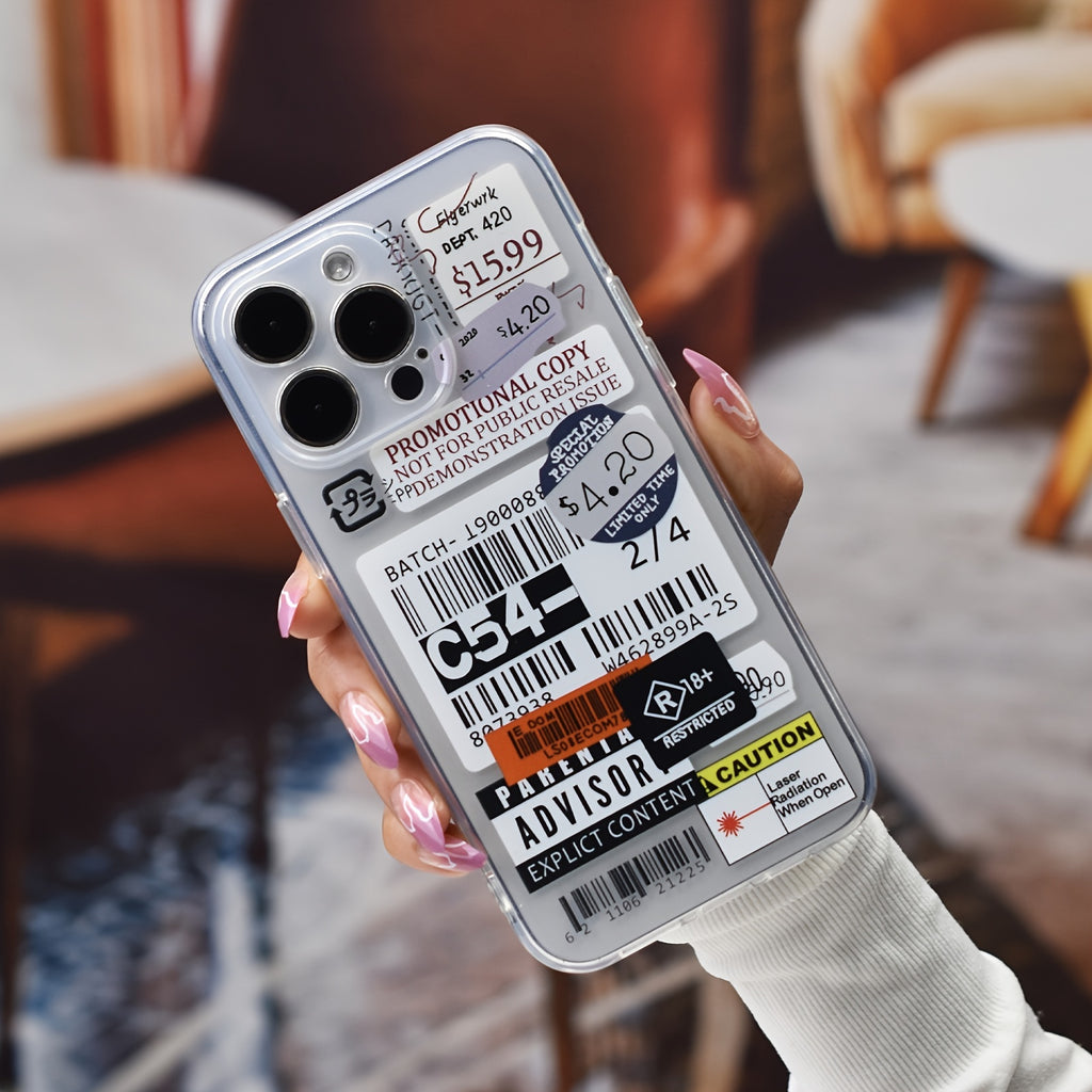 Label Pattern Design Shockproof Slim Protective Case Anti-Fall Phone Case Camera Lens All Inclusive Protecion Phone Soft TPU Case For IPhone7/8/11/ 12/13/14/X/XR/Xs/Plus/Pro/Pro Max/SE2/mini Series