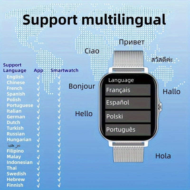 Smartwatch, Men's/Women's Watch, Call & Message Alerts, Large Screen Display, Multi-Sport Modes for Fitness Activities