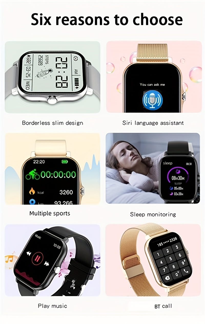 Smartwatch, Men's/Women's Watch, Call & Message Alerts, Large Screen Display, Multi-Sport Modes for Fitness Activities