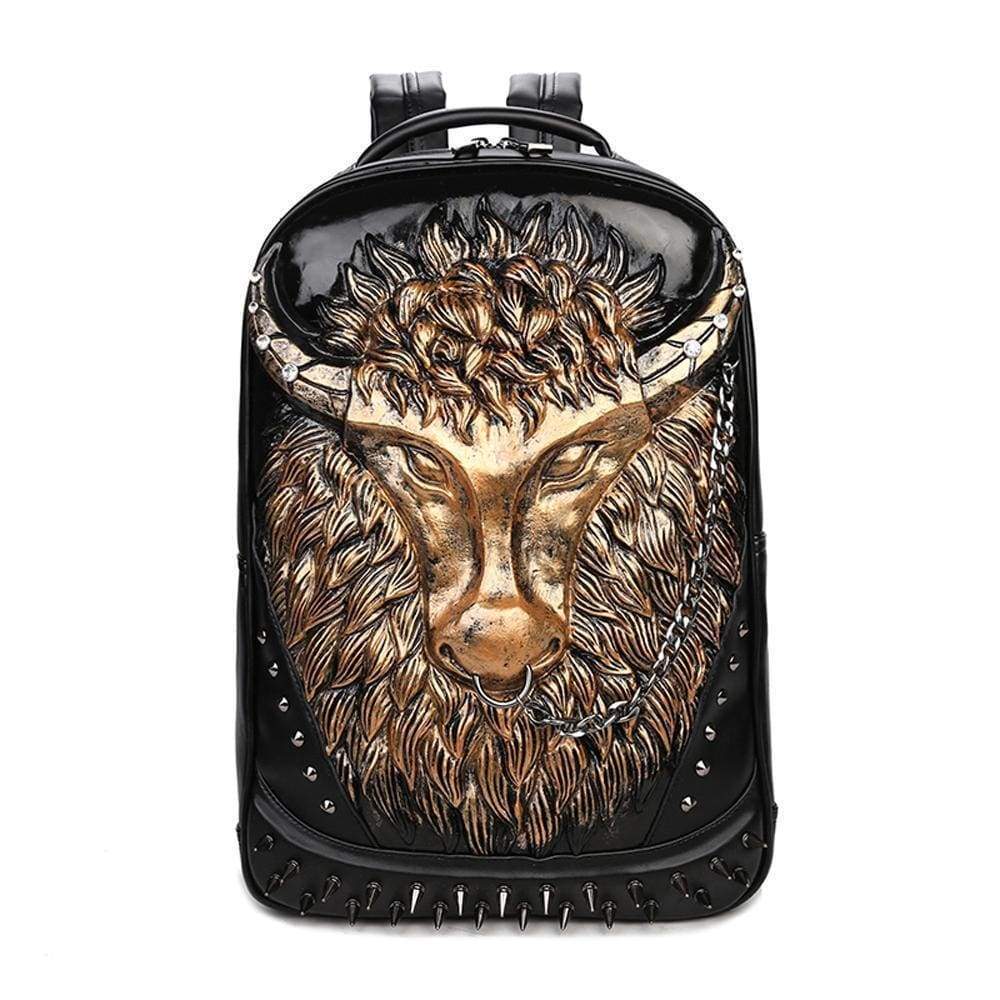 3D Backpack ,Studded 3D Cow Head Waterproof Backpack Unisex Computer Laptop Bags