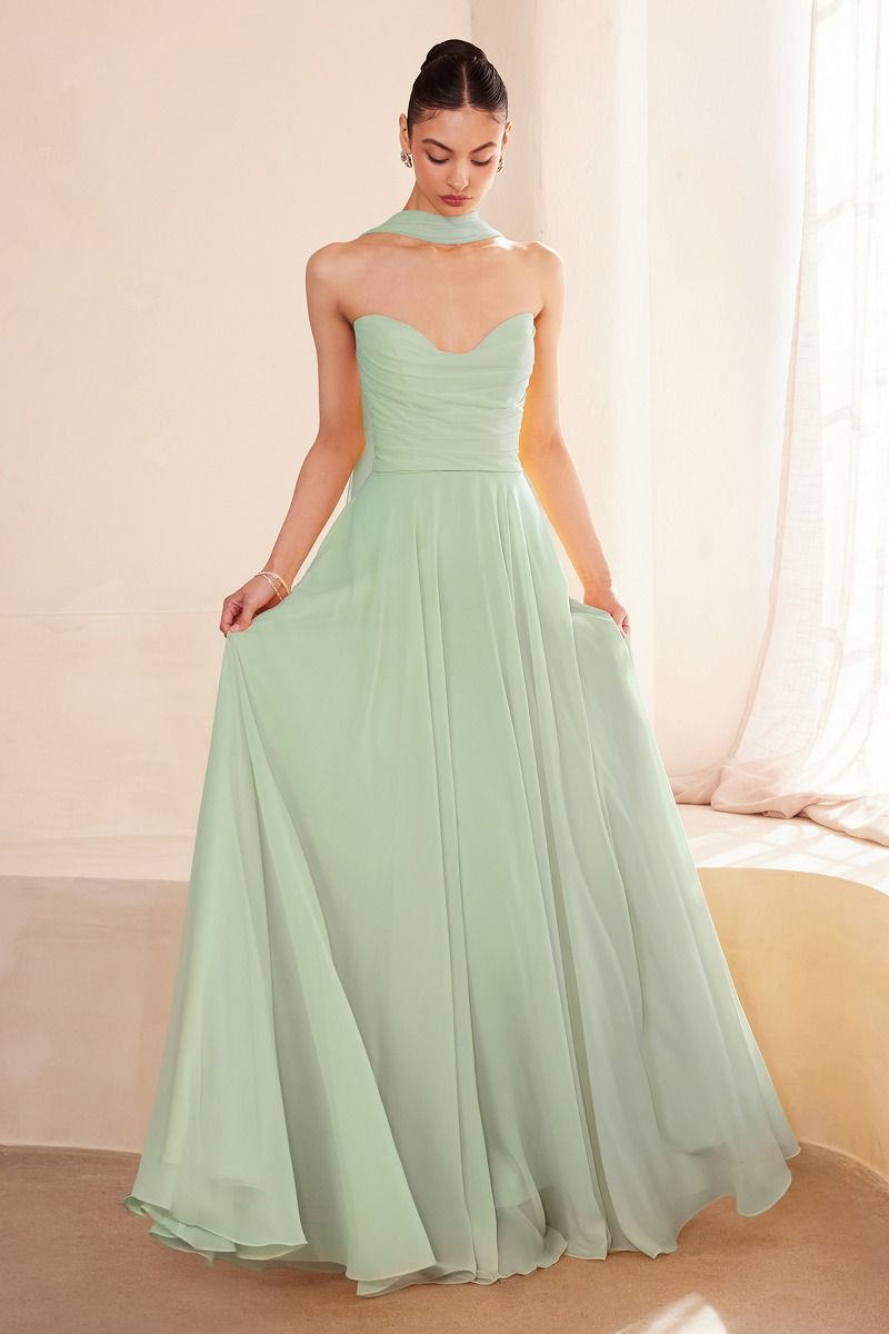 Strapless sweetheart neckline A-line dress-9