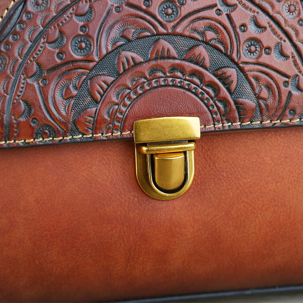 Womens  Vintage Leather Tote Handbag Small Top-Handle Bags